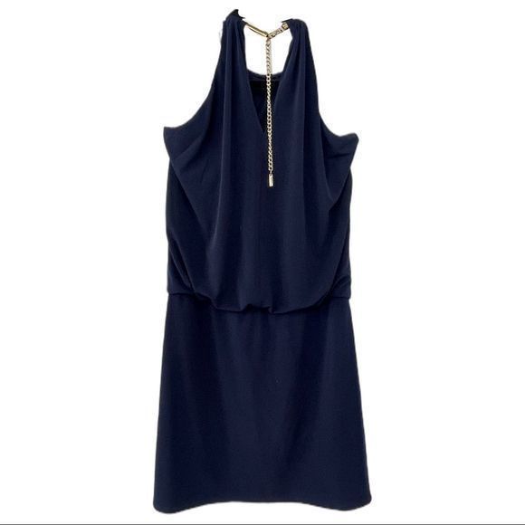 Navy Jessica Simpson Halter Necklace Dress - Picture 2 of 8